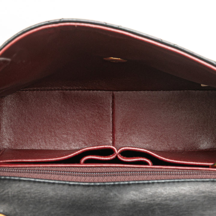 Mini Square Quilted Lambskin Single Flap Black - Gaby Paris