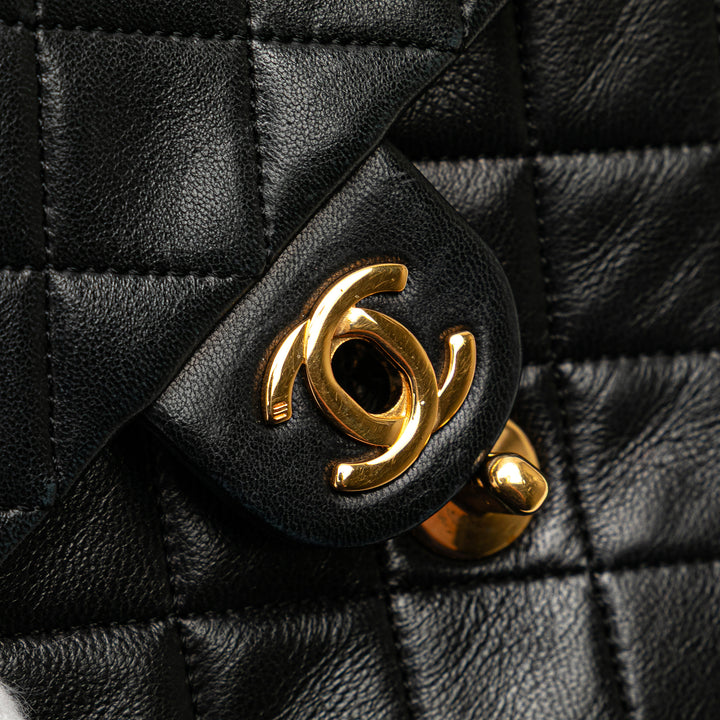 Mini Square Quilted Lambskin Single Flap Black - Gaby Paris