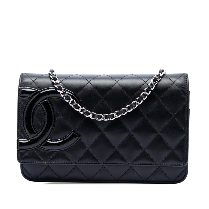 Matelassé Cambon Ligne Wallet on Chain Cuir d'agneau Noir