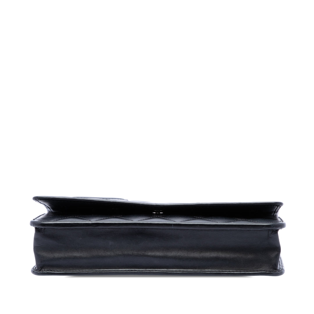 Matelassé Cambon Ligne Wallet on Chain Cuir d'agneau Noir