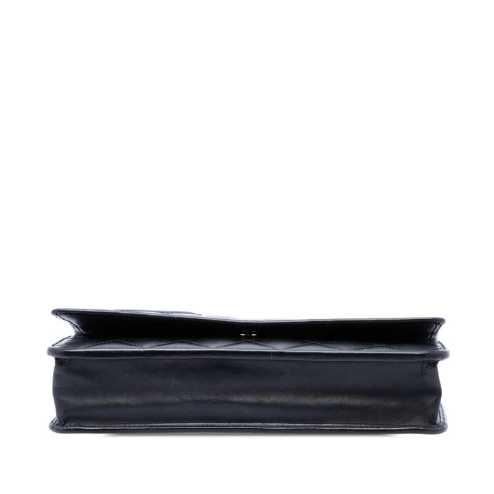 Matelassé Cambon Ligne Wallet on Chain Cuir d'agneau Noir