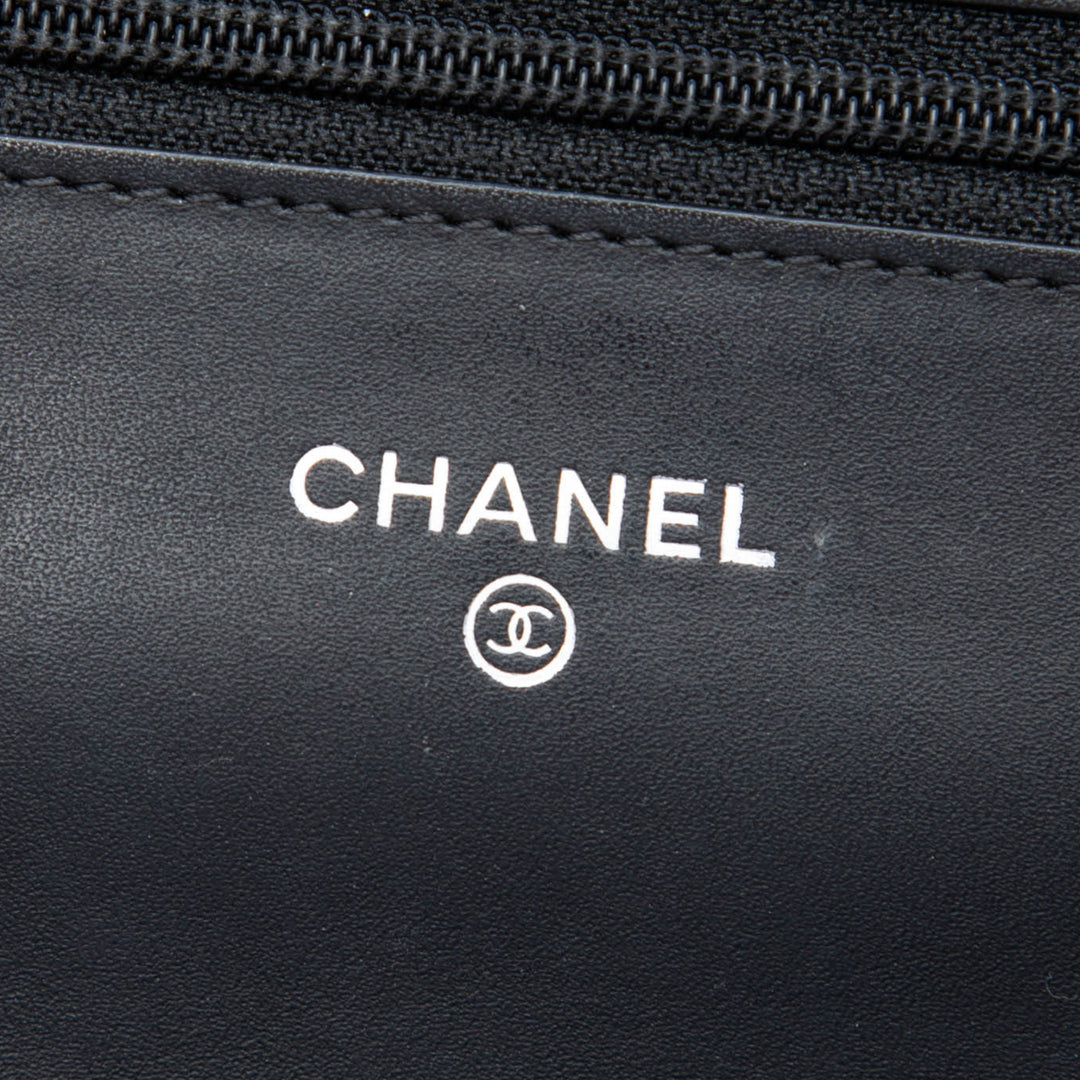 Matelassé Cambon Ligne Wallet on Chain Cuir d'agneau Noir