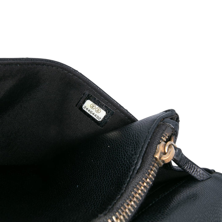 Quilted Caviar Golden Class Wallet On Chain Black - Gaby Paris