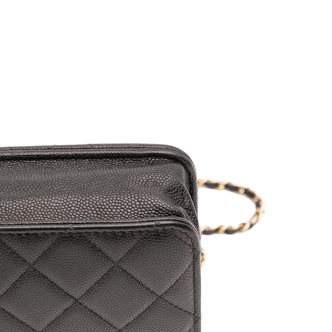 Quilted Caviar Golden Class Wallet On Chain Black - Gaby Paris