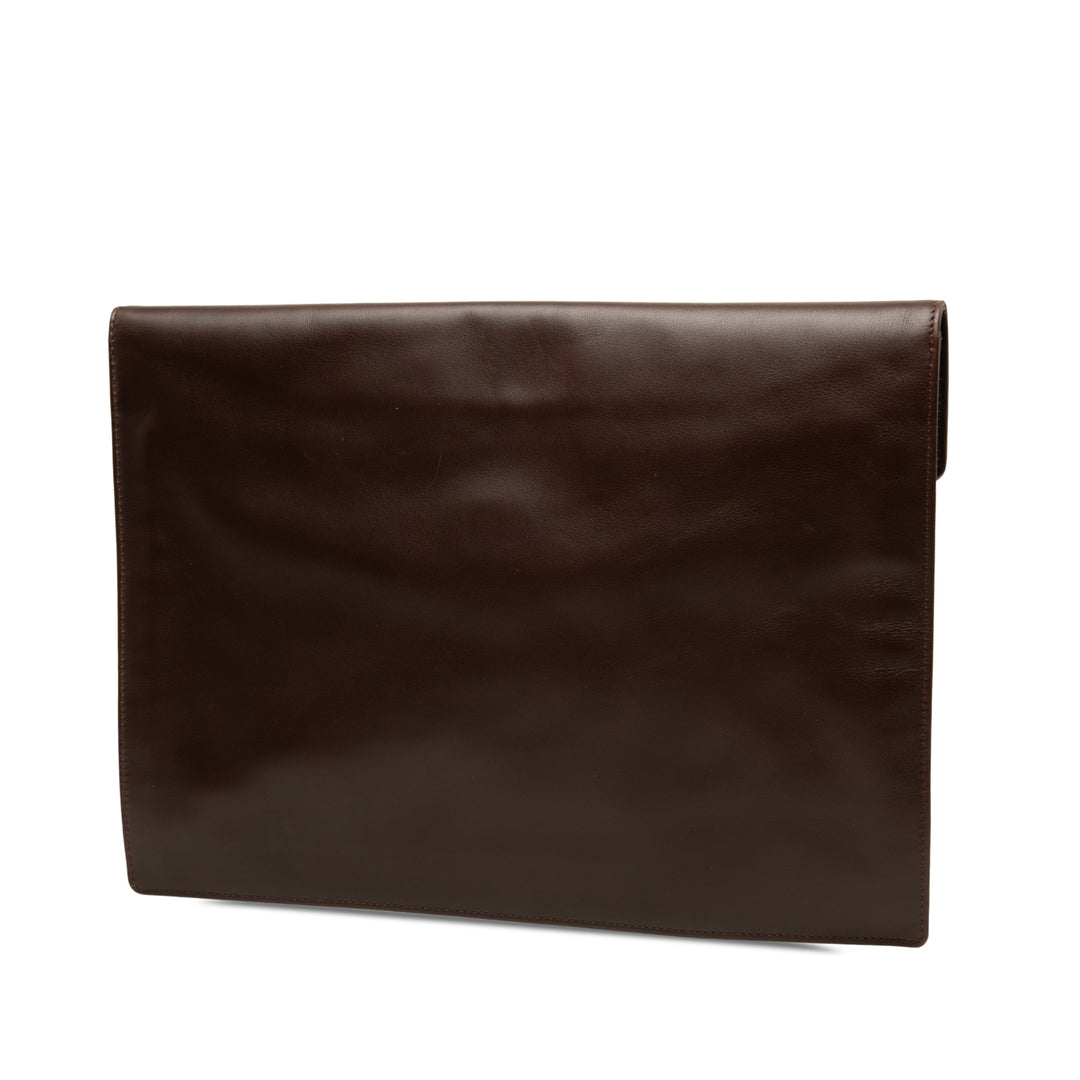 CC Enveloppe Pochette Cuir de veau lisse Marron