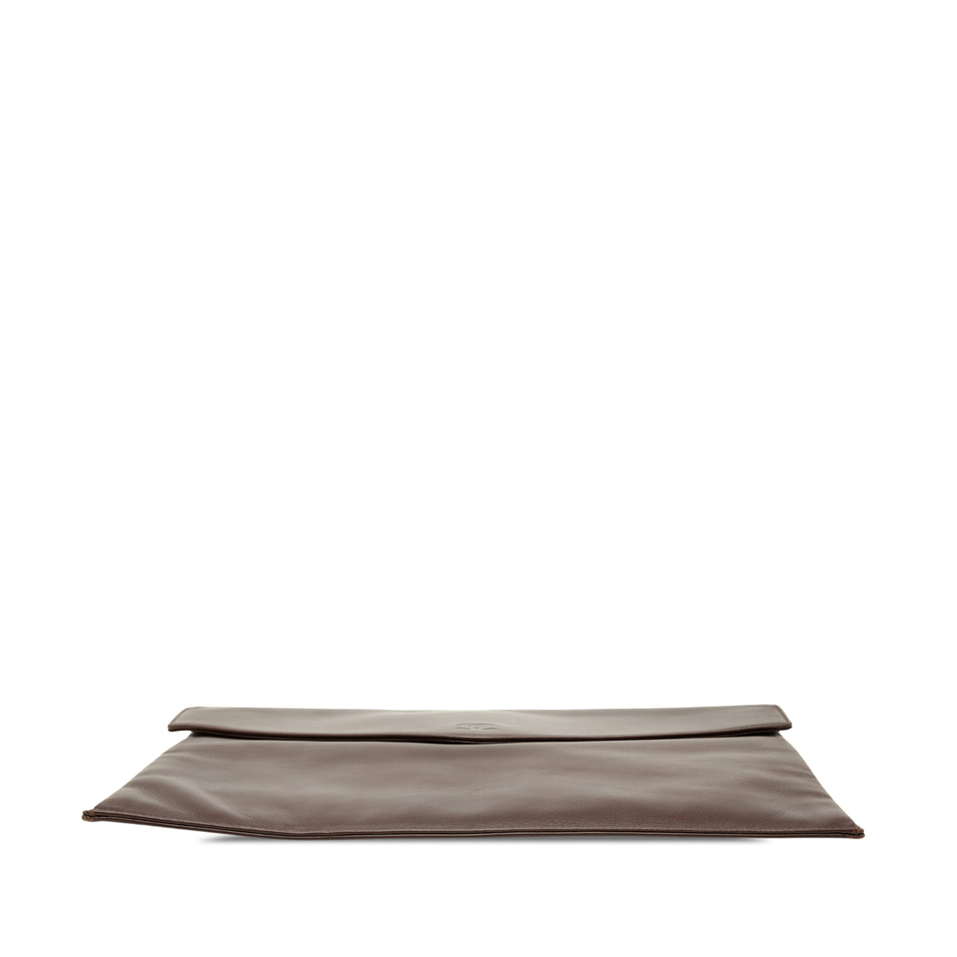 CC Enveloppe Pochette Cuir de veau lisse Marron