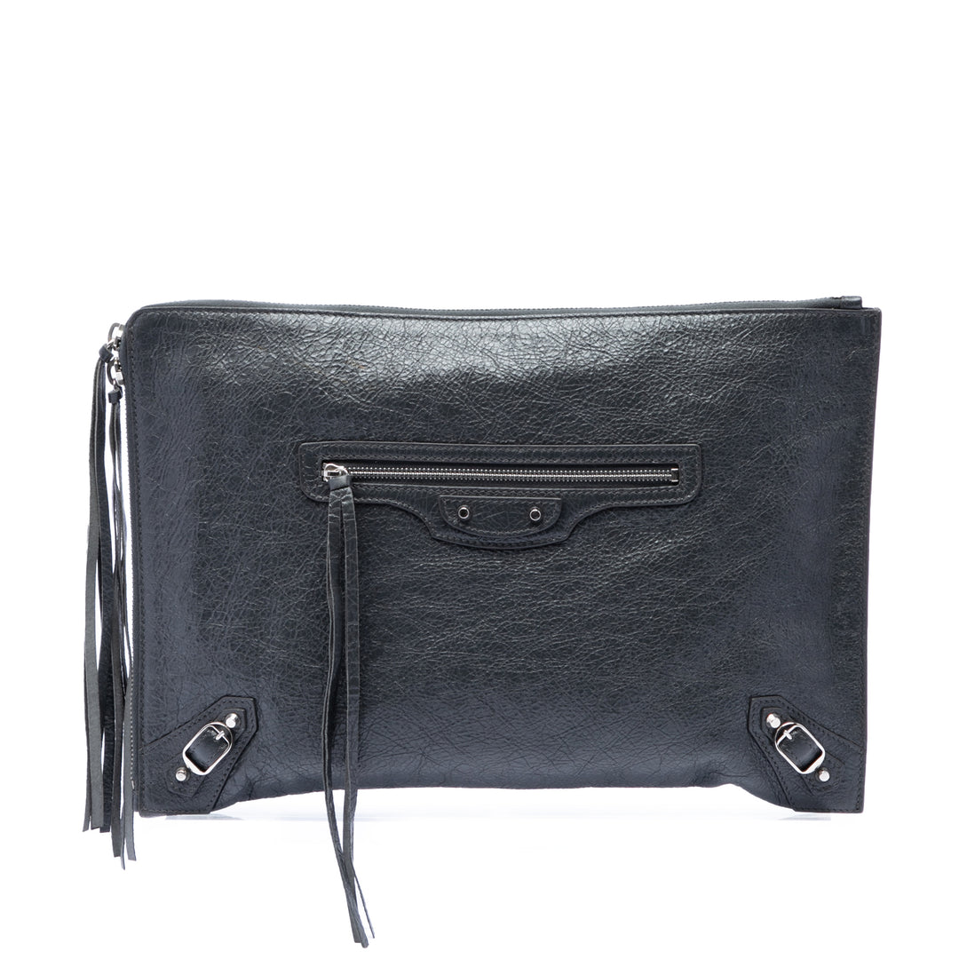 Balenciaga Cuir d’agneau Motocross Classic Zip Around Flat Pochette