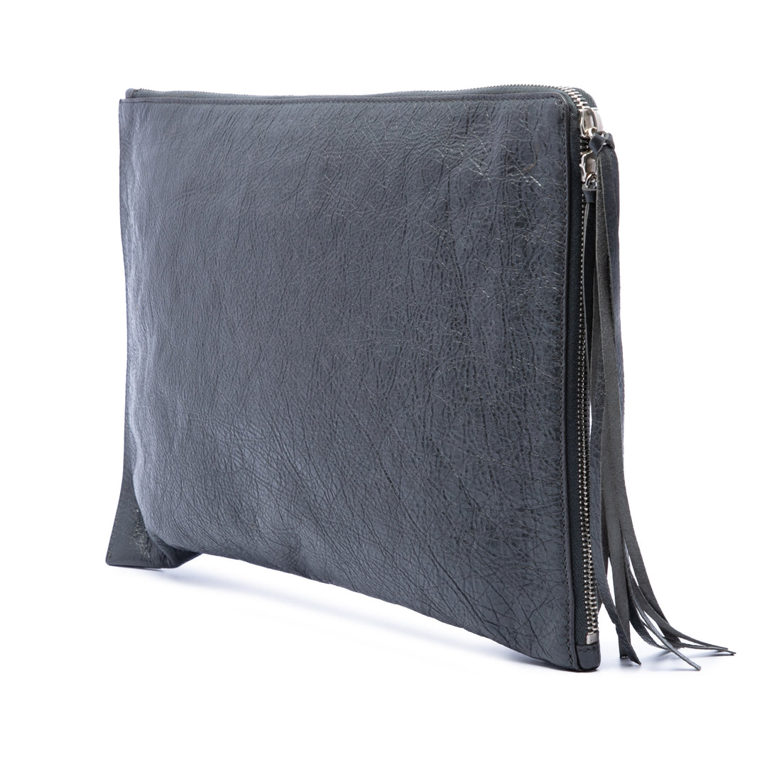 Balenciaga Cuir d’agneau Motocross Classic Zip Around Flat Pochette