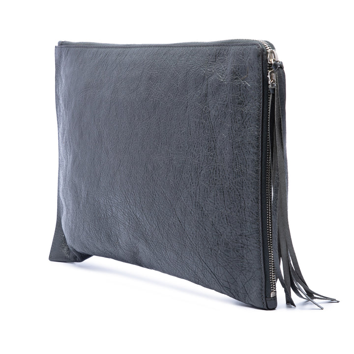 Balenciaga Cuir d’agneau Motocross Classic Zip Around Flat Pochette