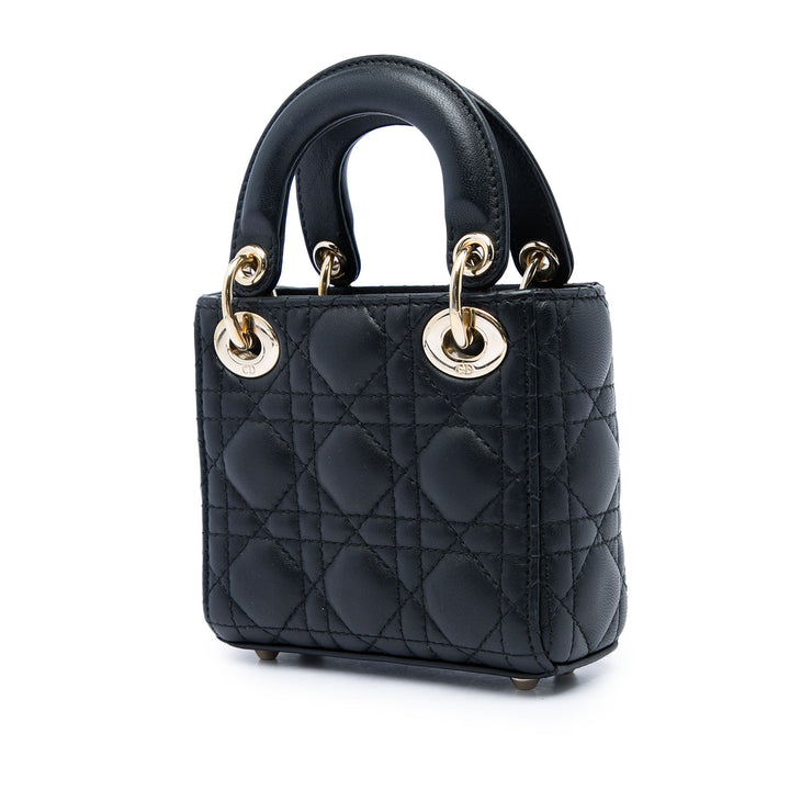 Dior Lady Dior Cannage Micro Cuir d'agneau Noir – vue 2 – GABY PARIS