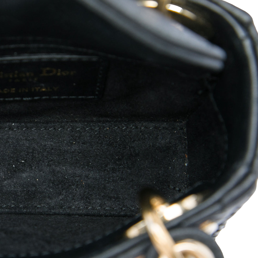 Dior Lady Dior Cannage Micro Cuir d'agneau Noir – vue 4 – GABY PARIS