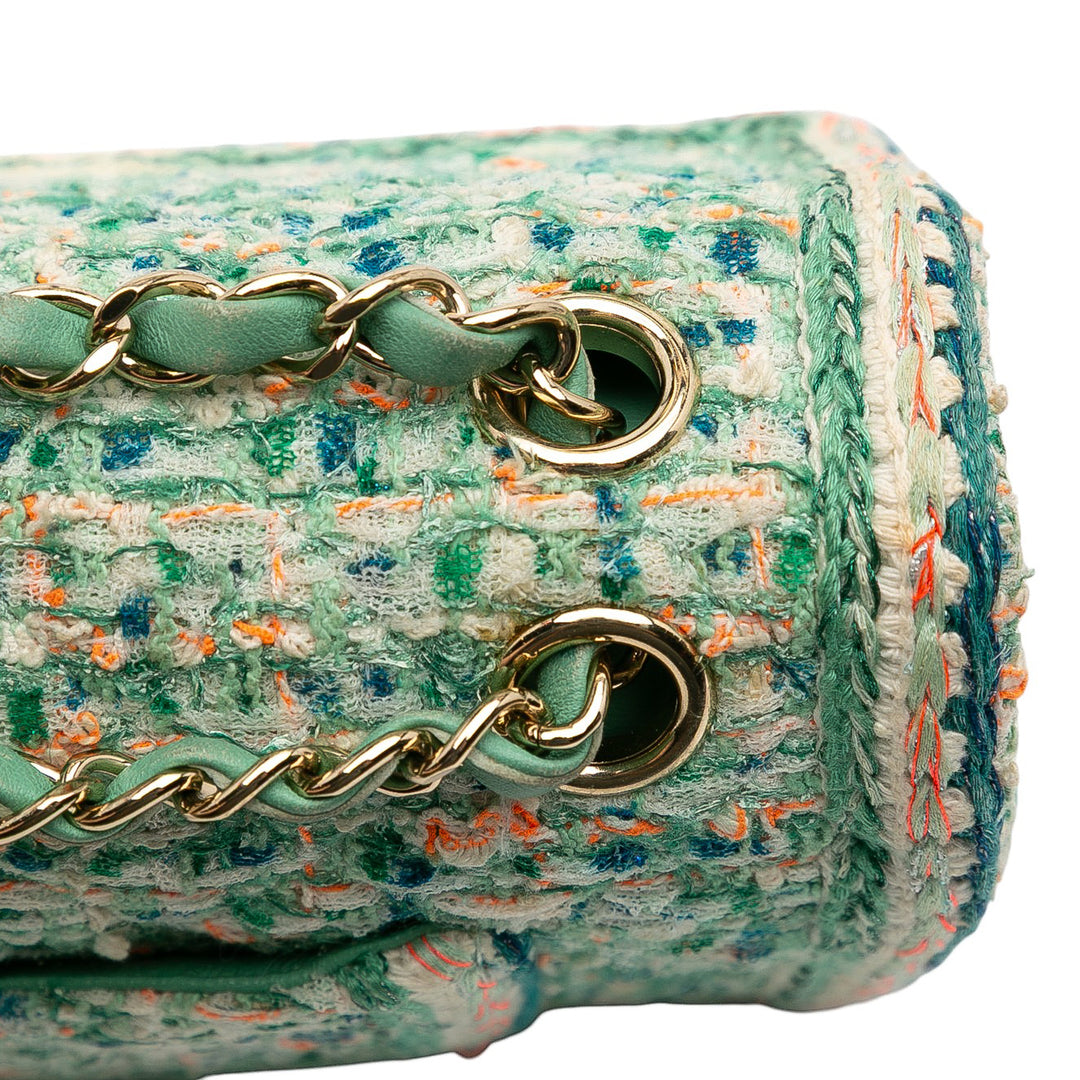 Chanel Medium Classic Quilted Tweed Braided Double rabat Vert