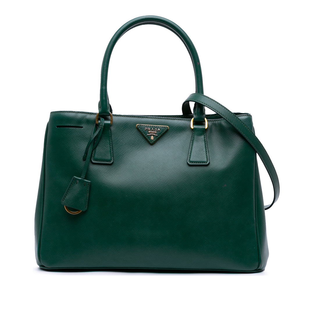 Medium Saffiano Lux Galleria Satchel Green - Gaby Paris