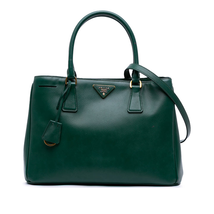 Medium Saffiano Lux Galleria Satchel Green - Gaby Paris