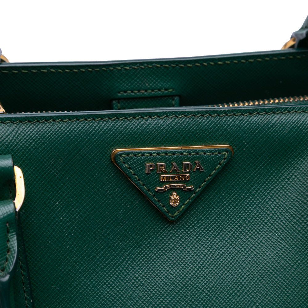 Medium Saffiano Lux Galleria Satchel Green - Gaby Paris