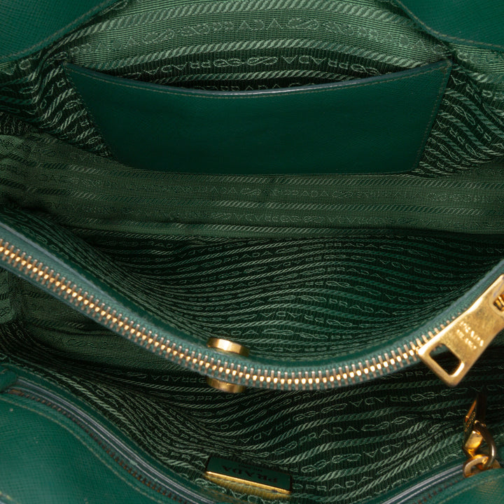 Medium Saffiano Lux Galleria Satchel Green - Gaby Paris