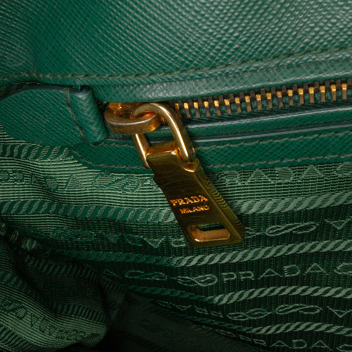 Medium Saffiano Lux Galleria Satchel Green - Gaby Paris
