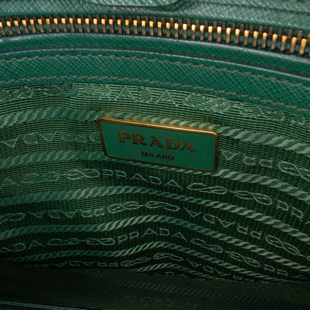 Medium Saffiano Lux Galleria Satchel Green - Gaby Paris