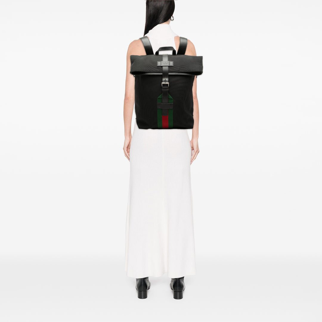 Gucci Toile Techno Web Fold Over Sac à dos