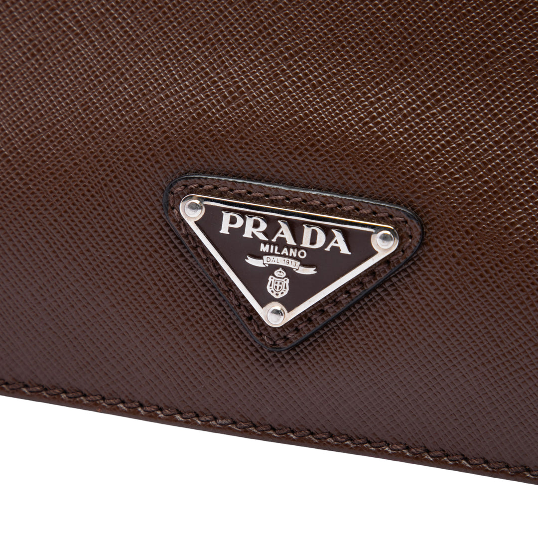 Travel Front Zippé Poche Porte-documents Saffiano Marron