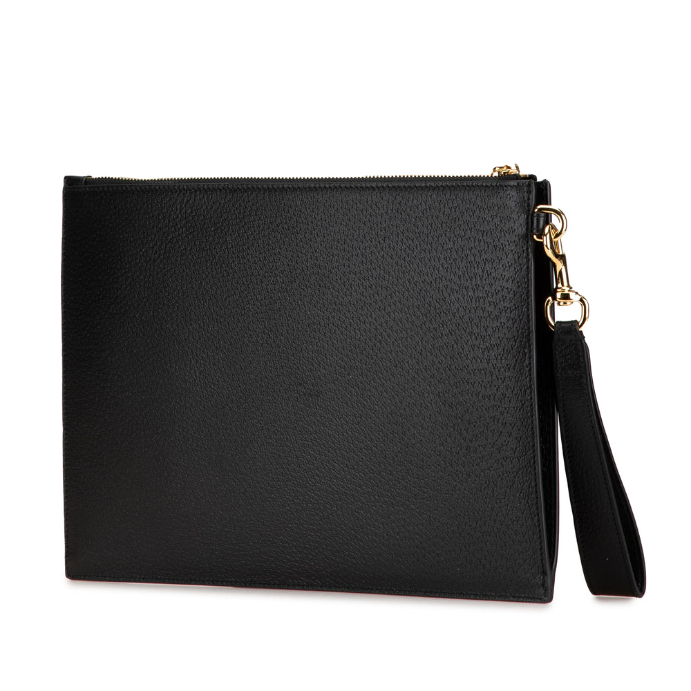 Leather Horsebit 1955 Zip Clutch Black - Gaby Paris