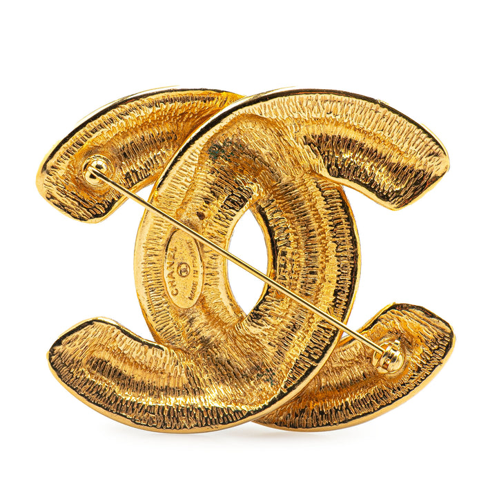 Gold Plated CC Quilted Brooch Gold - Gaby Paris