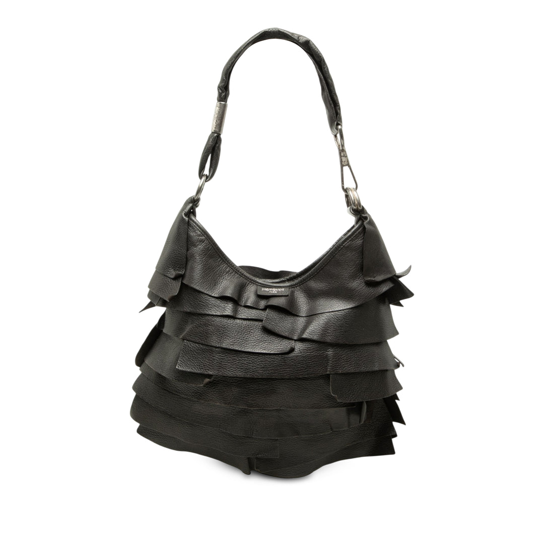 Saint Laurent Ruffled Saint Tropez Hobo Petit Noir – vue principale – GABY PARIS