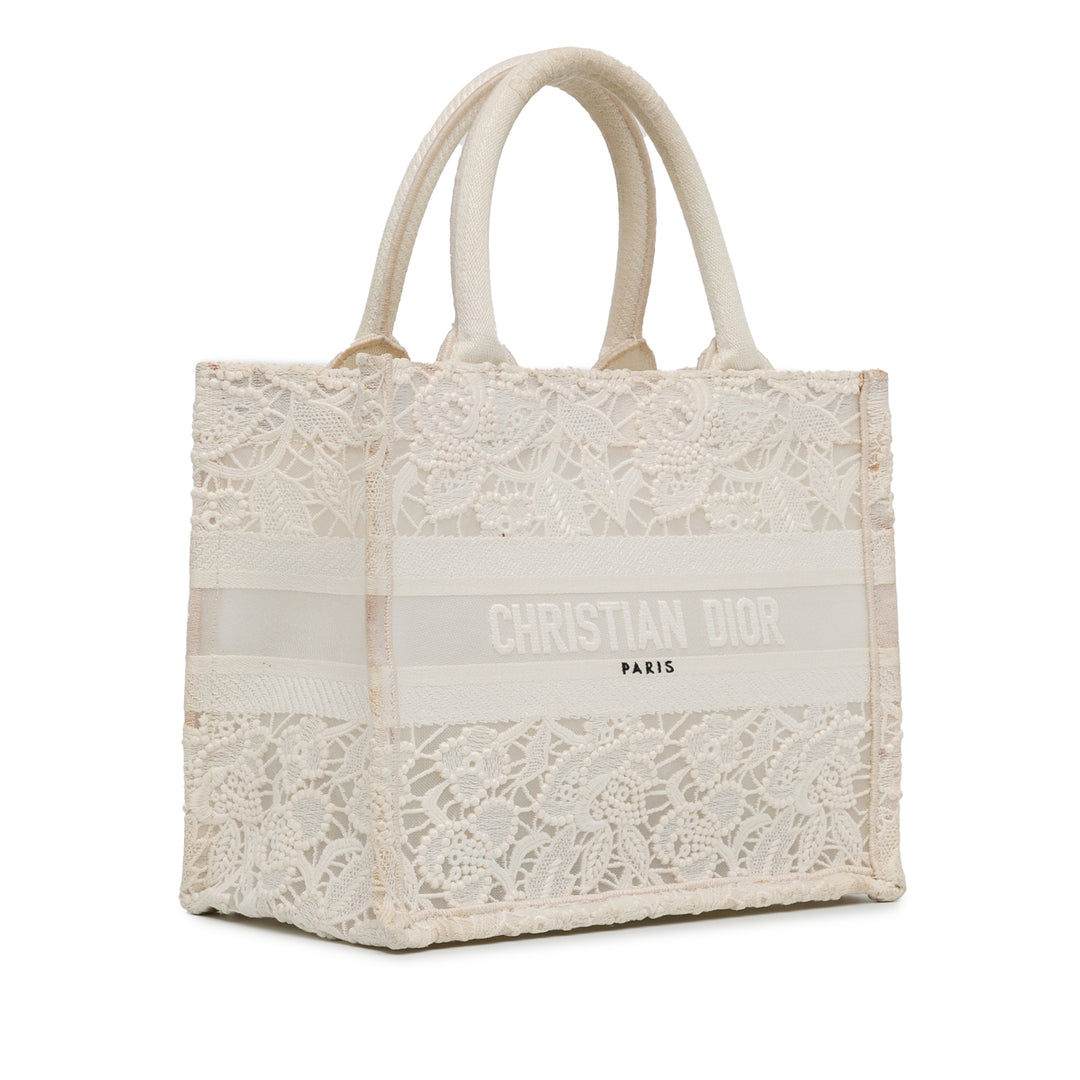 Small D-Lace Embroidery Book Tote White - Gaby Paris