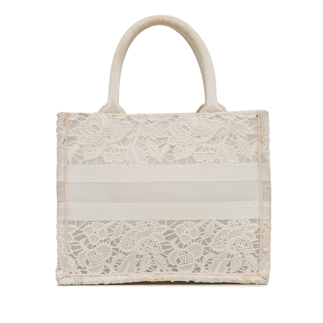 Small D-Lace Embroidery Book Tote White - Gaby Paris