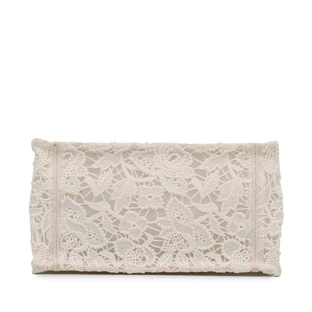 Small D-Lace Embroidery Book Tote White - Gaby Paris