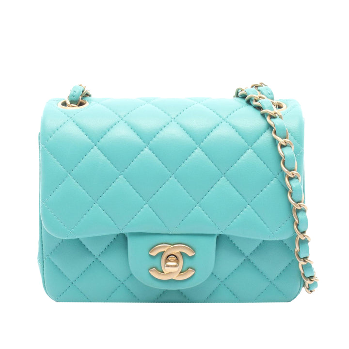Chanel Mini Square Classic Cuir d’agneau Simple rabat