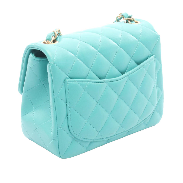 Chanel Mini Square Classic Cuir d’agneau Simple rabat