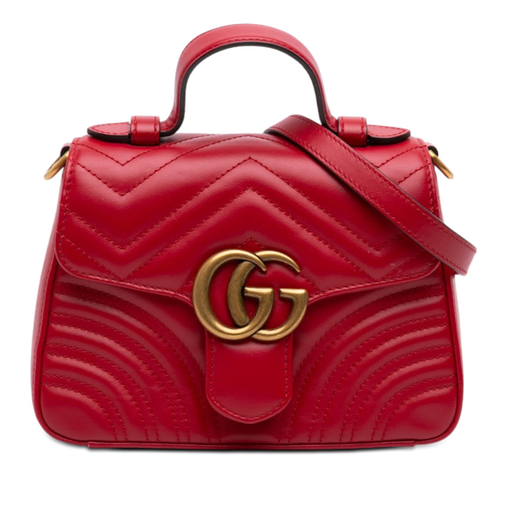 Gucci Mini GG Marmont Matelasse Cuir sac à anse supérieure