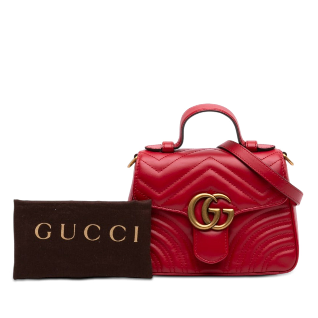 Gucci Mini GG Marmont Matelasse Cuir sac à anse supérieure