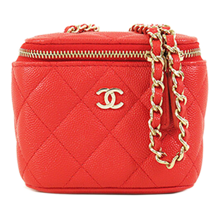 Chanel Mini Quilted Caviar Vanity Étui with Chain Rouge – GABY PARIS Authentique