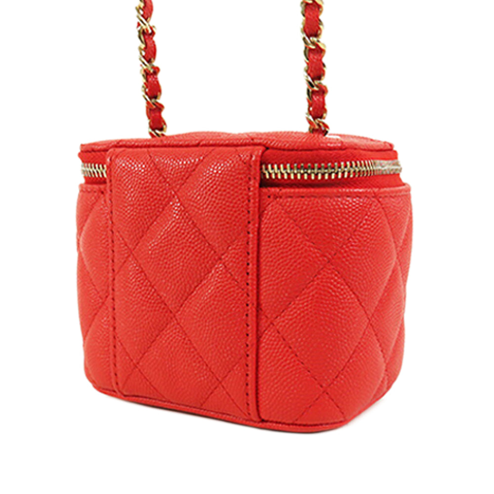 Chanel Mini Quilted Caviar Vanity Étui with Chain Rouge – GABY PARIS Authentique