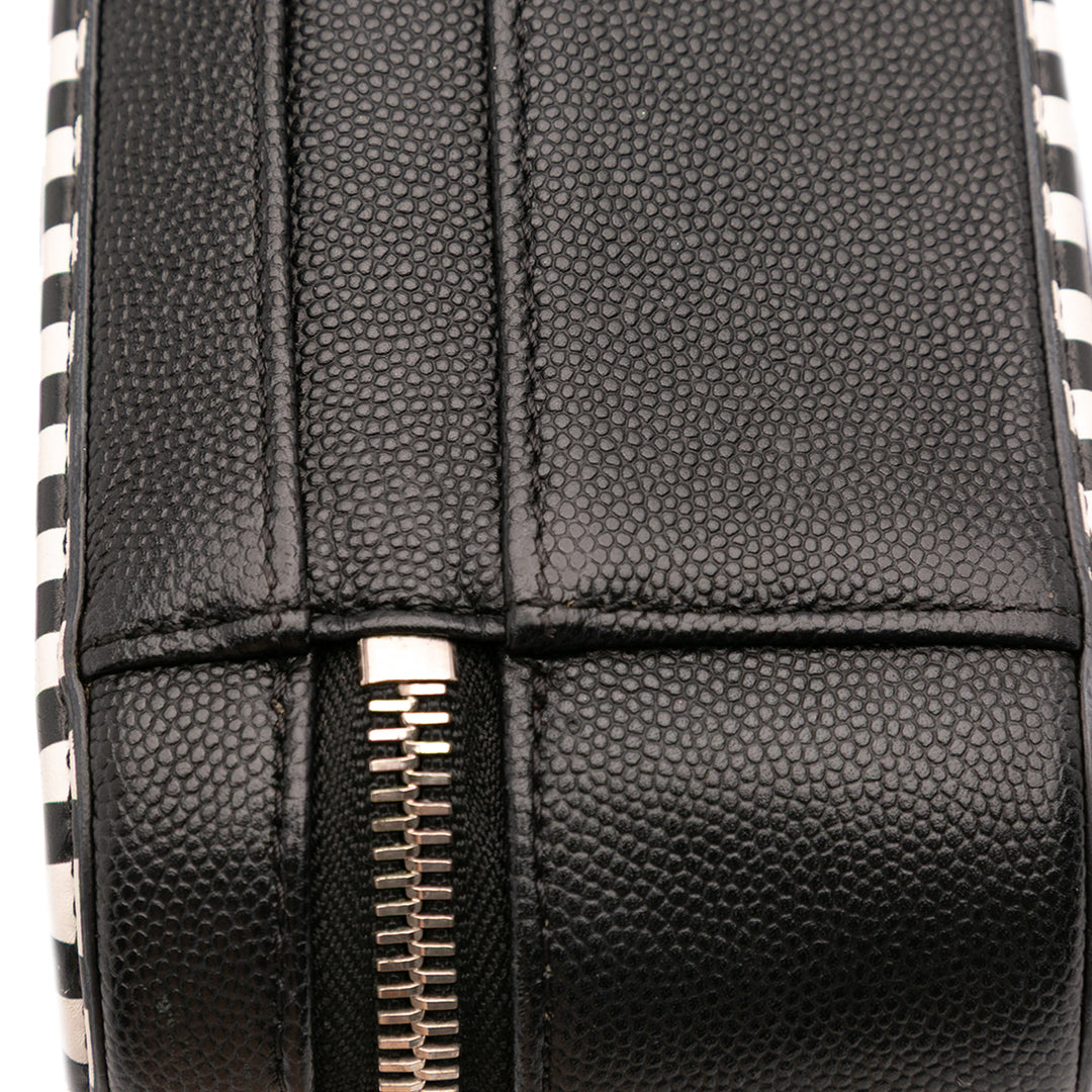Small Caviar Striped CC Filigree Vanity Case Black - Gaby Paris