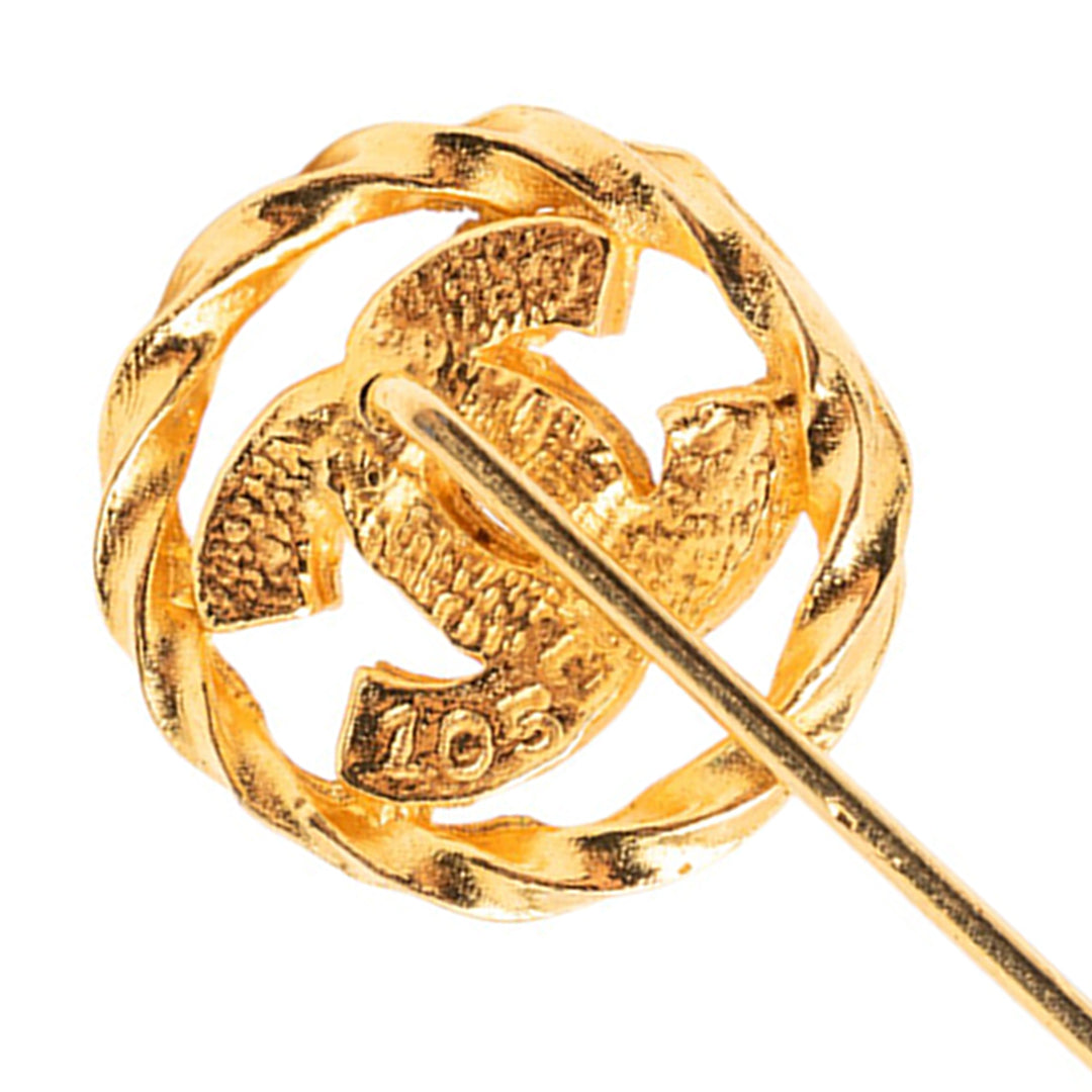 Chanel CC plaqué Rhinestone Pin Broche