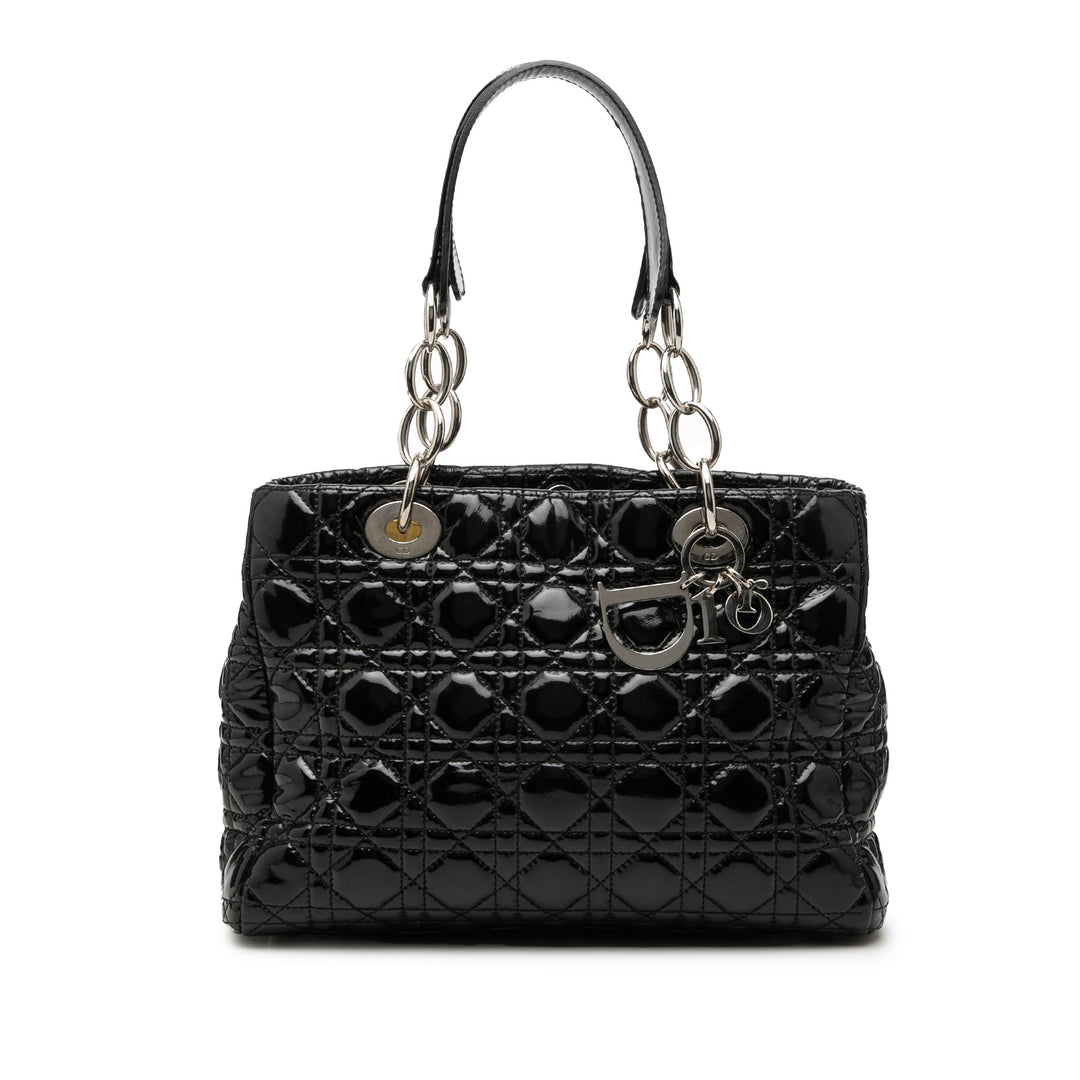 Dior Small Cuir verni Cannage Soft Zipped Shopping Cabas