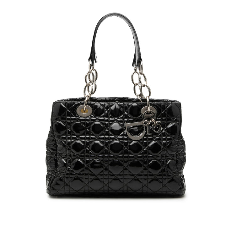 Dior Small Cuir verni Cannage Soft Zipped Shopping Cabas