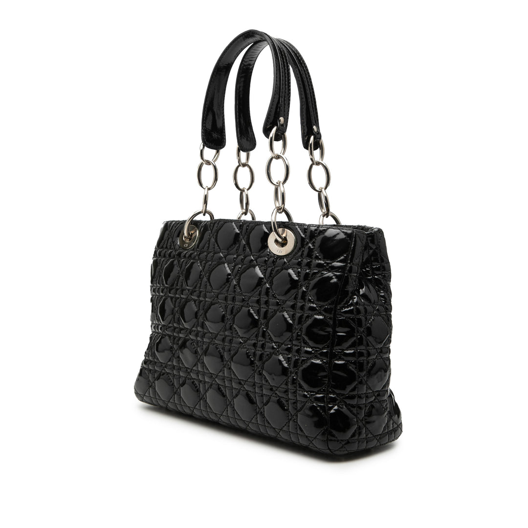 Dior Small Cuir verni Cannage Soft Zipped Shopping Cabas