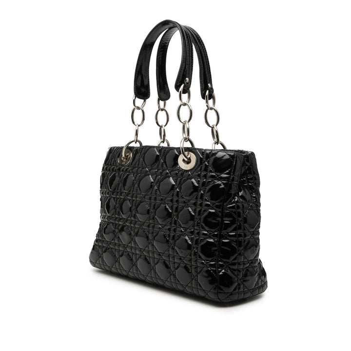 Dior Small Cuir verni Cannage Soft Zipped Shopping Cabas