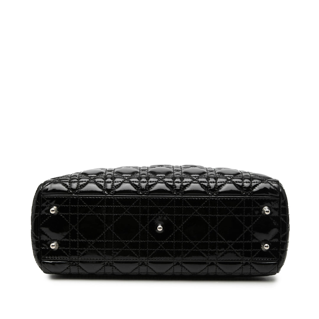 Dior Small Cuir verni Cannage Soft Zipped Shopping Cabas