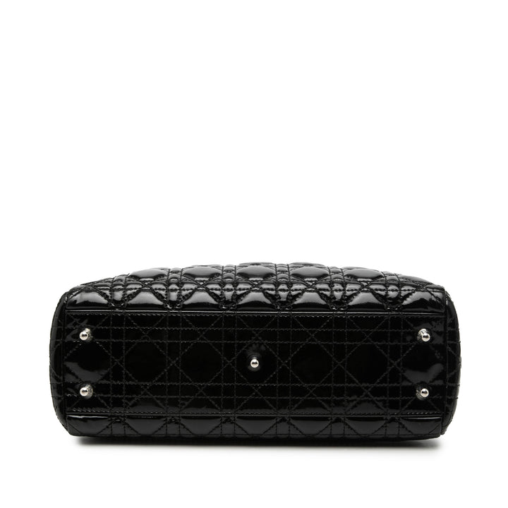 Dior Small Cuir verni Cannage Soft Zipped Shopping Cabas