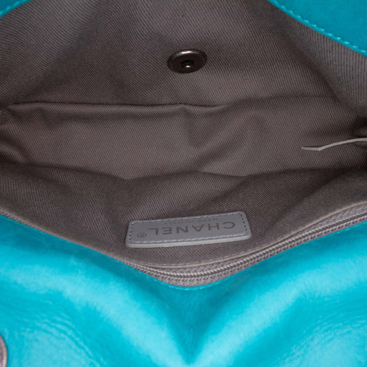 CC Irisé Diamond Stitch à rabat Cuir de veau Bleu