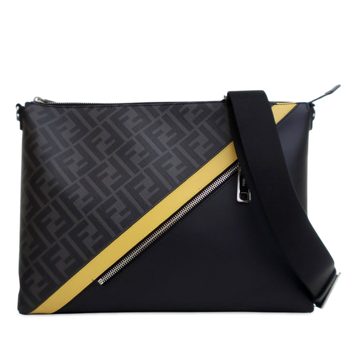 Fendi Zucca Coated Toile Diagonal Sac porté croisé Gris