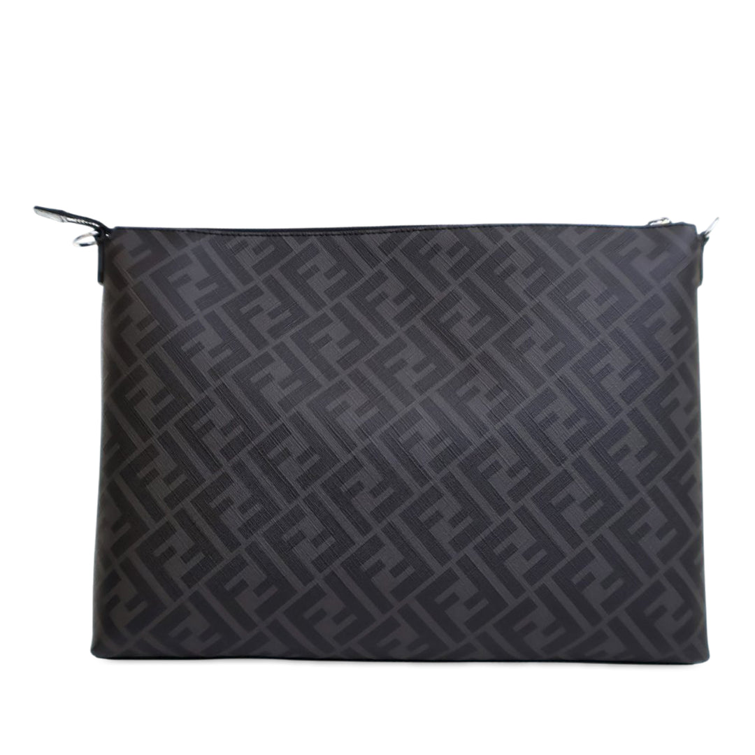 Fendi Zucca Coated Toile Diagonal Sac porté croisé Gris