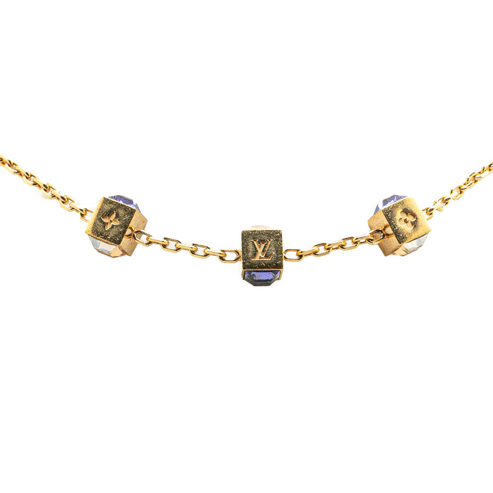Gold Plated Crystal Gamble Necklace Gold - Gaby Paris