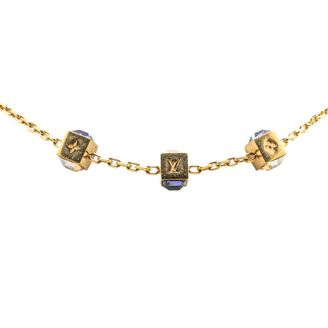 Gold Plated Crystal Gamble Necklace Gold - Gaby Paris
