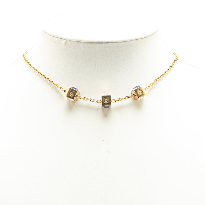 Gold Plated Crystal Gamble Necklace Gold - Gaby Paris
